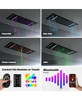 Casainc Flush-Mount Led Bluetooth Music Rainfall Shower System with Smart Touch Screen Display