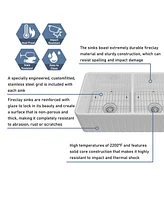 Casainc 33inch L x 18inch W Double Bowl Fireclay Farmhouse Kitchen Sink with Grid