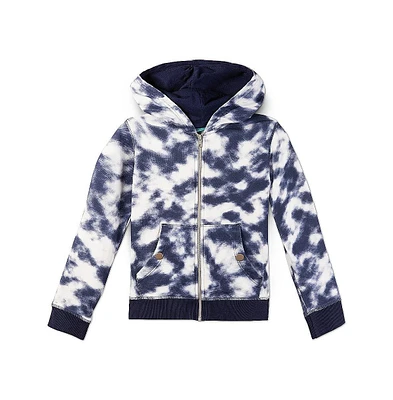 Mightly Kids' Organic Cotton Print Lightweight Zip-Up Pocket Hoodie