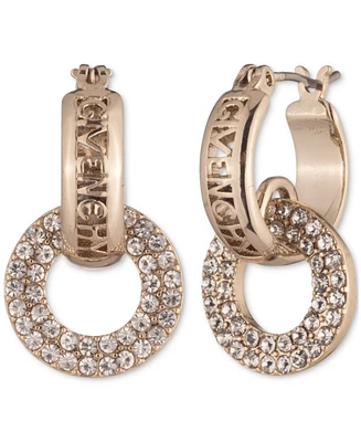 Givenchy Gold-Tone Pave Link Charm Logo Hoop Earrings