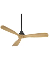 Casa Vieja 52" Delta Modern Country Indoor Outdoor Ceiling Fan 3 Blade Remote Control Matte Black Finish Wood Blades Bedroom Patio Living Room Kitchen