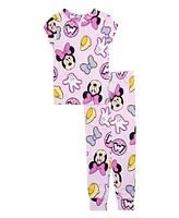 Minnie Mouse Little Girls Short Sleeve Tee and Long Pant, 2-Piece Pajama Set