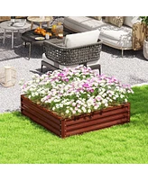 Outsunny 4' x 4' Outdoor Raised Garden Steel Planter Bed Frame, Natural