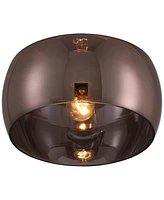 Possini Euro Design Janna 11" Modern Flush-Mount Ceiling Light Fixture Kitchen Foyer Hallway Round Brown Espresso Glass Bedroom Bathroom Entryway Livi