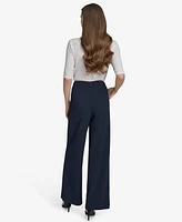 Halston Women's Scuba Barbell Open-Pleat Pants