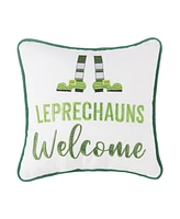 C&F Home 10" x 10" St. Patrick's Day "Leprechauns Welcome" Embroidered Small/Petite Accent Throw Pillow