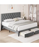 gaomon Full Size Bed Frame with 2 Storage Drawers