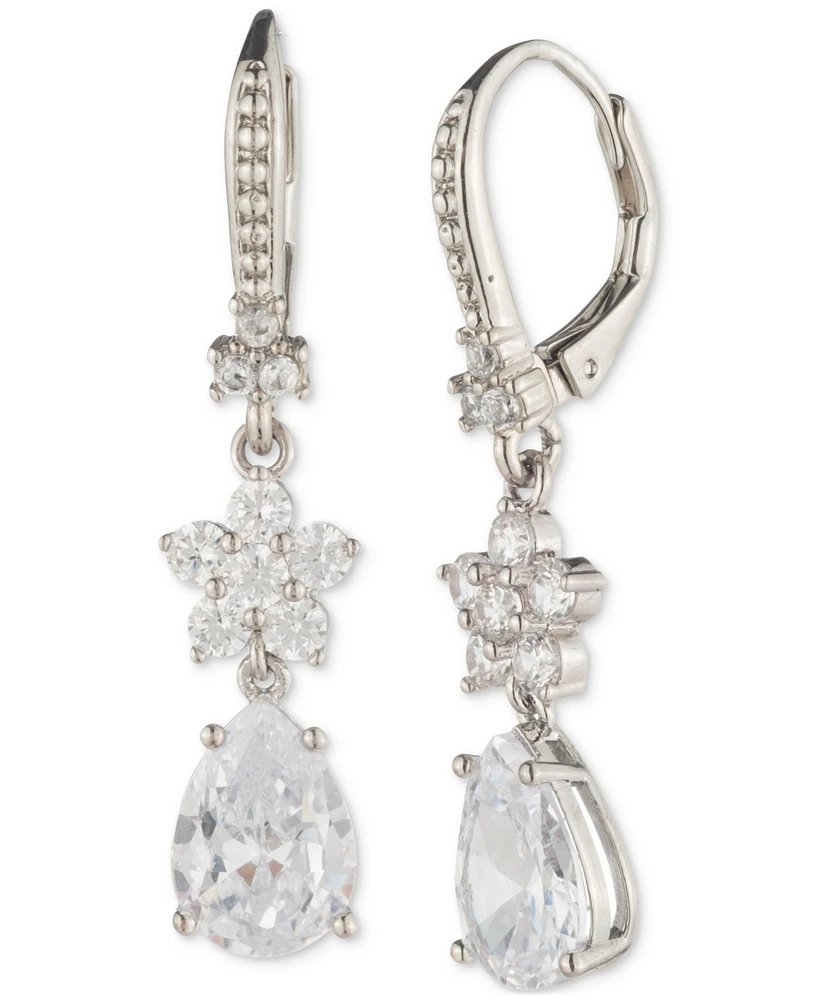 Marchesa Cubic Zirconia Flower Double Drop Earrings