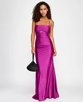 City Studios Juniors' Power-Stretch Cut-Out Draped Gown, Created for Macy's