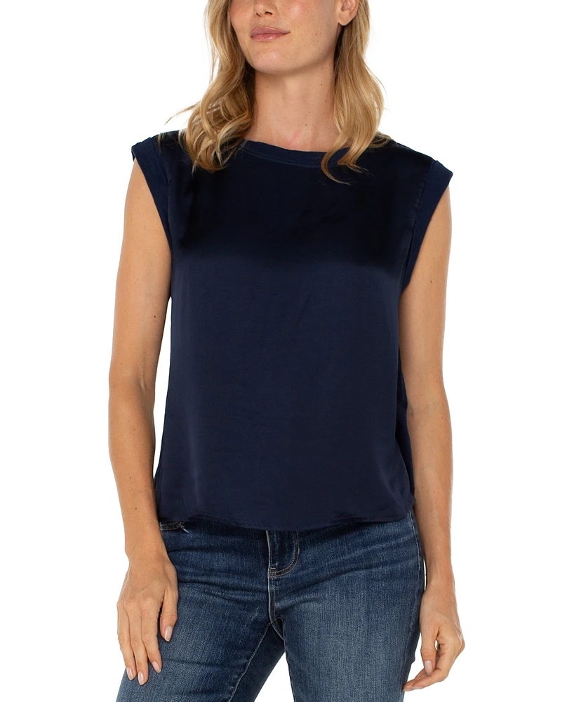 Liverpool Los Angeles Petite Mixed-Media Sleeveless Top