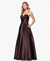 Blondie Nites Juniors' Gathered-Bust Boned-Waist Ball Gown