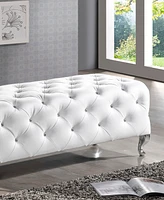 Arabella Crystal Tufted Faux Leather Bench