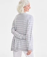 Style & Co Women's Striped Open-Front Long-Sleeve Cardigan, Exclusively at Macy's