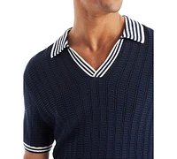 Nautica Men's Textured Sweater Polo Shirt