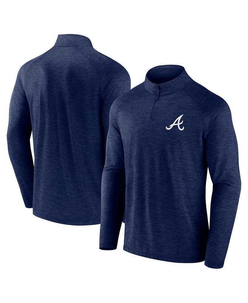 Fanatics Men's Navy Atlanta Braves Head-to-Head Raglan Quarter-Zip Jacket