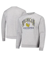 League Collegiate Wear Men's Heather Gray Michigan Wolverines Tall Arch Essential 2.0 Pullover Sweatshirt