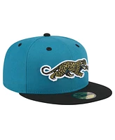 New Era Men's Teal/Black Jacksonville Jaguars Throwback Crawl Flipside Two-Tone 59FIFTY Fitted Hat