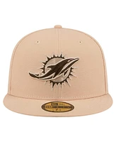 New Era Men's Tan Miami Dolphins Candied Pecan 59FIFTY Fitted Hat