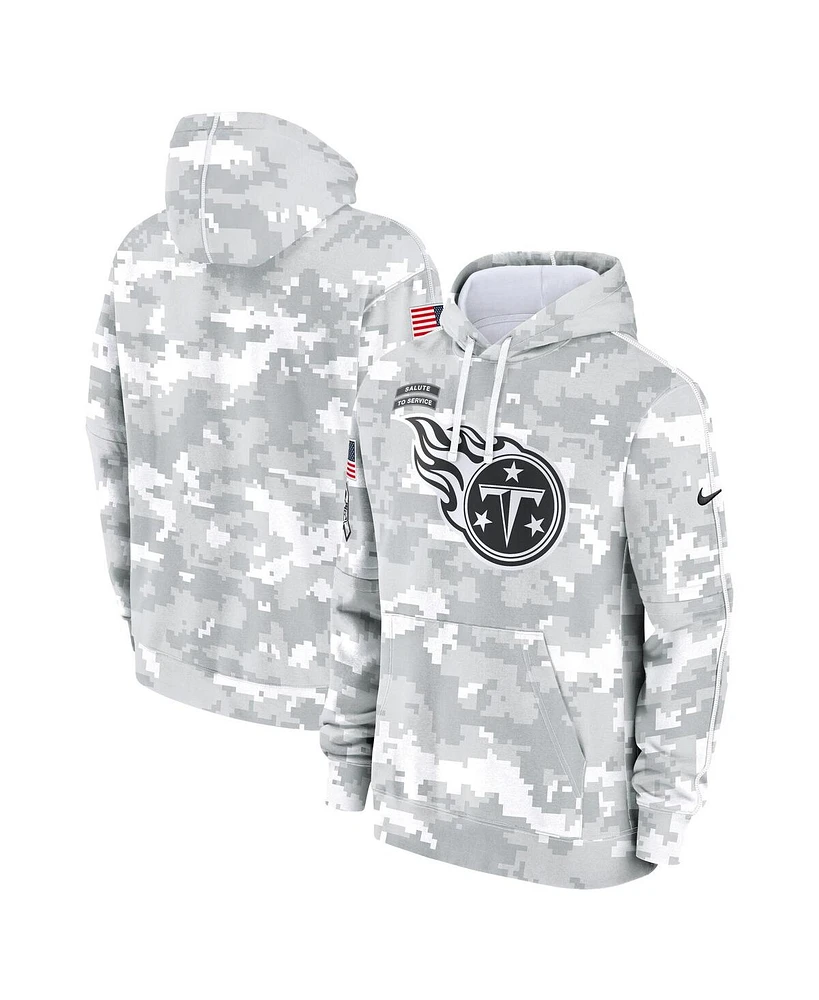 Nike Big Boys and Girls White/Gray Tennessee Titans 2024 Salute to Service Pullover Hoodie