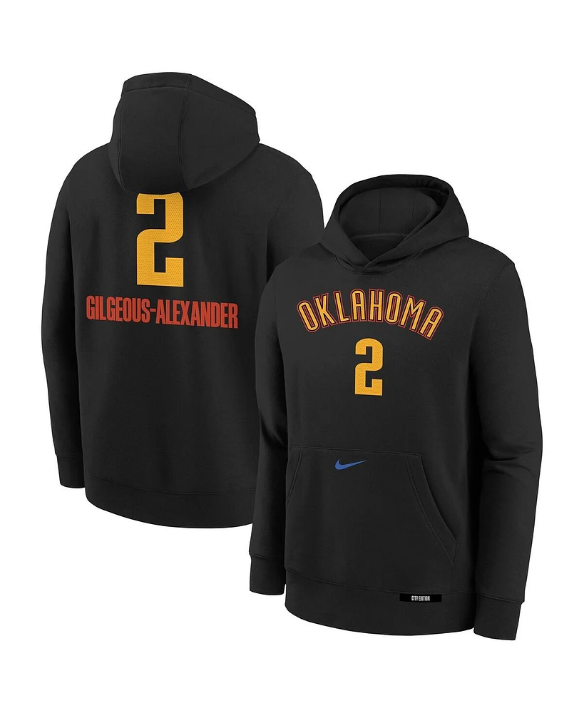 Nike Big Boys and Girls Shai Gilgeous-Alexander Black Oklahoma City Thunder 2024/25 City Edition Name Number Pullover Hoodie