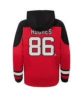 Outerstuff Big Boys and Girls Jack Hughes Red New Jersey Devils Must-Have V-Neck Name Number Pullover Hoodie