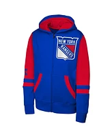 Outerstuff Big Boys and Girls Blue New York Rangers Face Off Full-Zip Hoodie