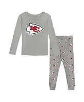 Outerstuff Preschool Heather Gray Kansas City Chiefs Long Sleeve T-Shirt and Pants Sleep Set