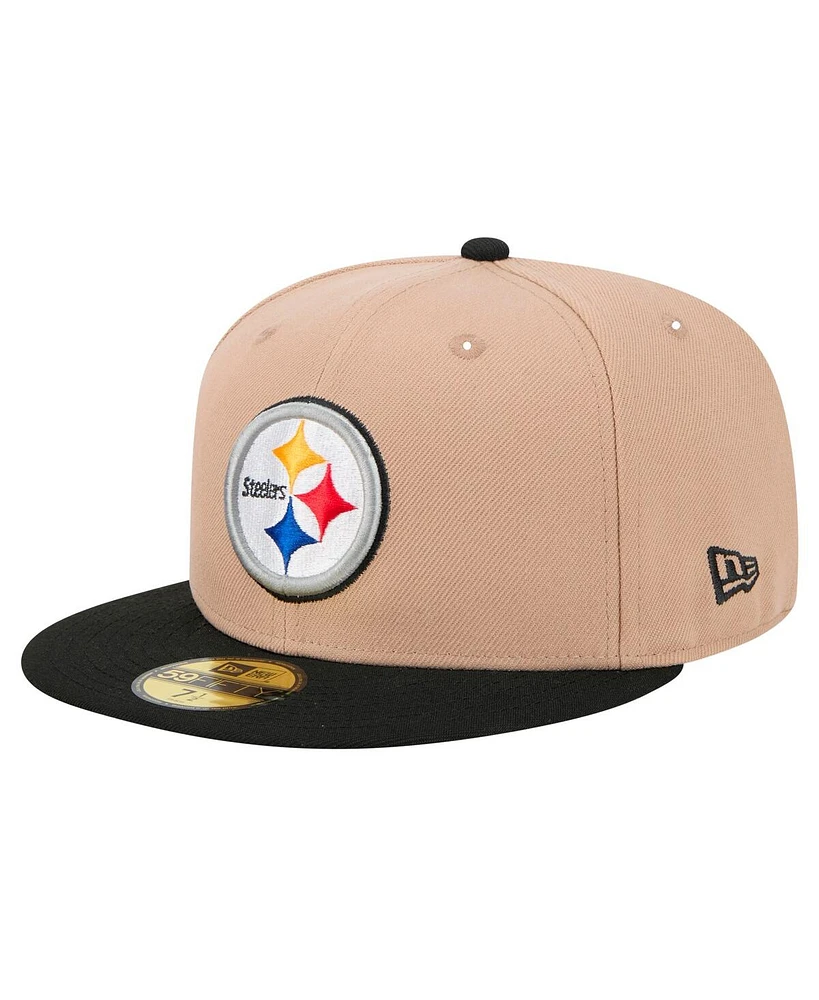 New Era Men's Tan Pittsburgh Steelers Logo Main 59FIFTY Fitted Hat