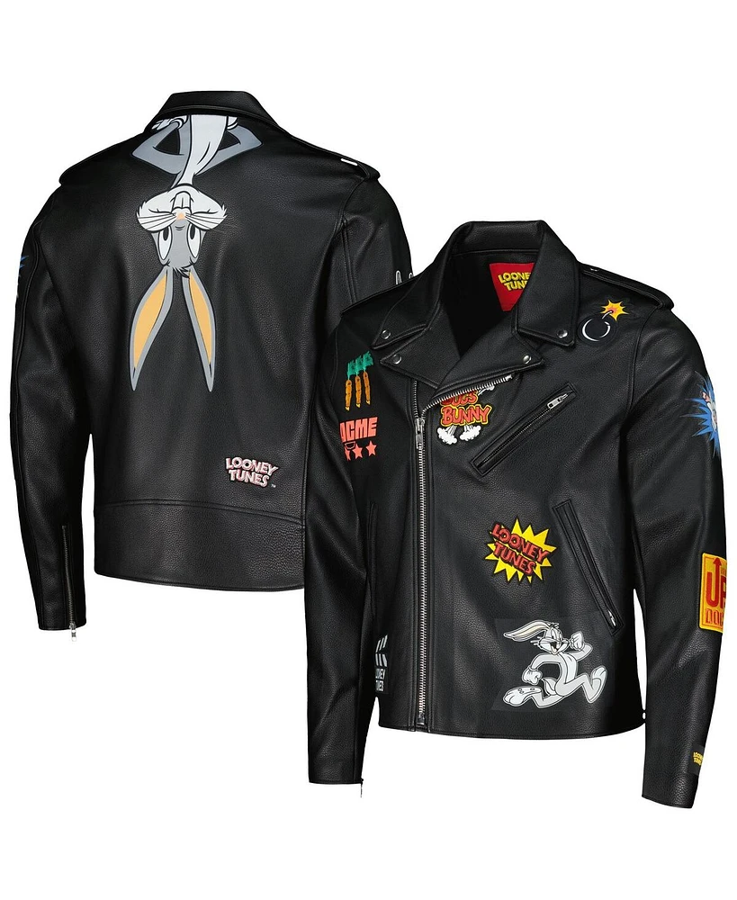 Freeze Max Men's Bugs Bunny Black Looney Tunes Biker Full-Zip Jacket