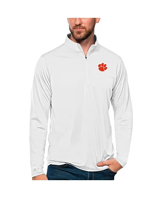Antigua Men's White Clemson Tigers Tribute Quarter-Zip Top