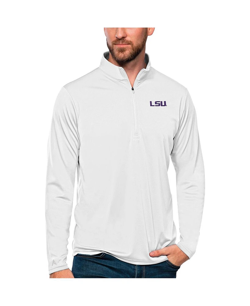 Antigua Men's White Lsu Tigers Tribute Quarter-Zip Top