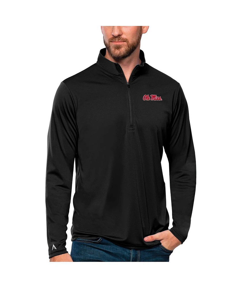 Antigua Men's Black Ole Miss Rebels Tribute Quarter-Zip Top