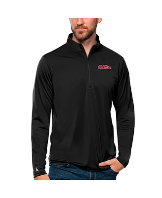 Antigua Men's Black Ole Miss Rebels Tribute Quarter-Zip Top