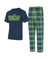 Concepts Sport Men's College Navy/ Seattle Seahawks Vector T-Shirt Flannel Pants Sleep Set