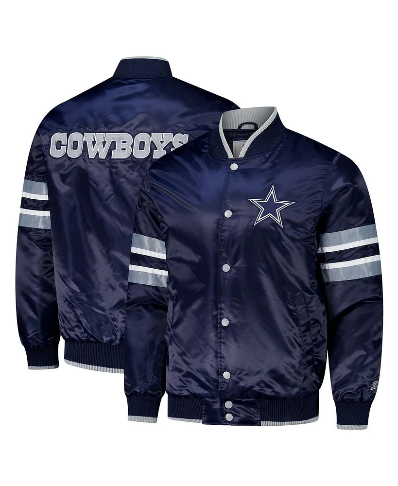 Starter Men's Navy Dallas Cowboys Scout I Full-Snap Varsity Jacket