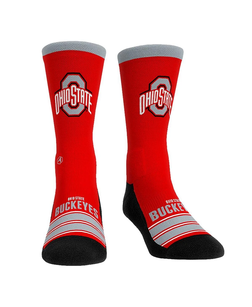 Rock Em' Men's and Women's Ohio State Buckeyes Gametime Stripe Crew Socks