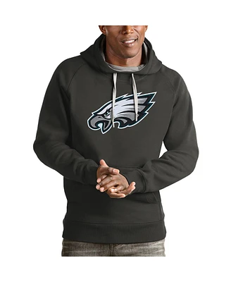 Antigua Men's Charcoal Philadelphia Eagles Victory Pullover Hoodie