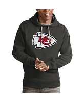 Antigua Men's Charcoal Kansas City Chiefs Victory Pullover Hoodie