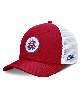 Nike Men's Red/White Atlanta Braves Cooperstown Collection Rise Trucker Adjustable Hat