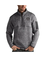 Antigua Men's Charcoal Las Vegas Raiders Fortune Quarter-Zip Pullover Jacket