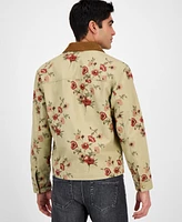 Sun + Stone Men's Sean Long Sleeve Corduroy-Collar Zip-Front Floral Jacket, Exclusively at Macy's