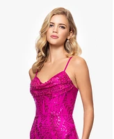 Blondie Nites Juniors' Glitter Mesh Corset Gown
