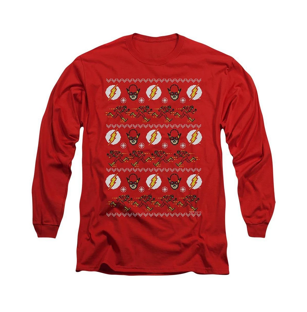 Flash Men's Dc Comics The Ugly Christmas Sweater Long Sleeve Adult Tee / T-Shirt