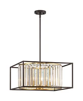 Possini Euro Design Milne 20" Modern Pendant Chandelier Ceiling Light Fixture Dining Room Over Table Kitchen Island Foyer Drum Hanging 5-Light Clear O