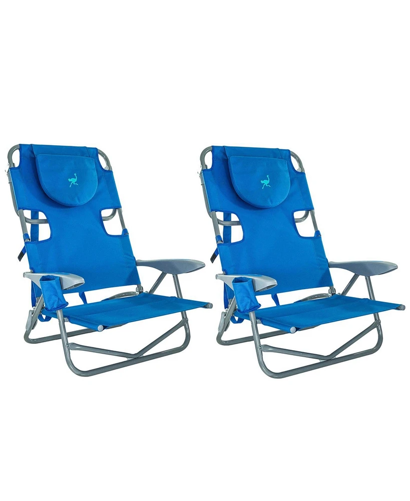 Ostrich On-Your-Back Outdoor Lounge 5 Position Reclining Beach Chair (2 Pack)