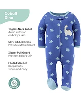 The Peanutshell Baby Boys 3pk Cotton Sleeper Set Boy, Cobalt Dino