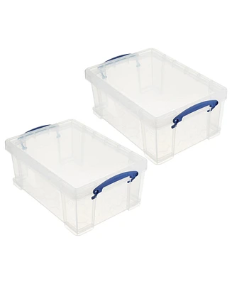 Really Useful Box 9L Storage Container with Snap Lid & Clip Lock Handle (2 Pack)