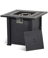 gaomon Gas Fire Pits for Outside Patio, Gas Firepit 28 Inch Rectangle Propane Fire Pit Table 50000BTU Gas Fire Pit Table with Cover & Rain Cover, for