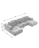 Boyel Living Chenille U-Shaped Sectional Sofa Set,Minimalist Style Modular Sofa, Luxury Fabric Cloud Couch for Room