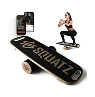 Squatz Wooden Balance Board with Glide Roller for Standing Desk and Core Workouts